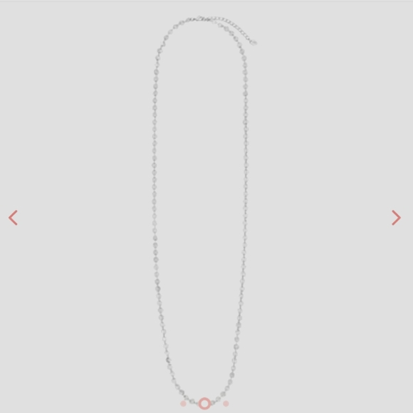 ๐๐ NWT STERLING FOREVER Round Disk Long Chain 14k White Gold Plated Necklace - Picture 3 of 4